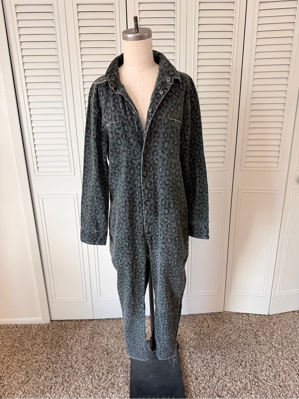 One Teaspoon Green Leopard Print Jumpsuit